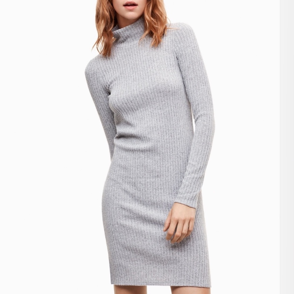 Aritzia Wilfred Free Grey Mariel Midi Dress